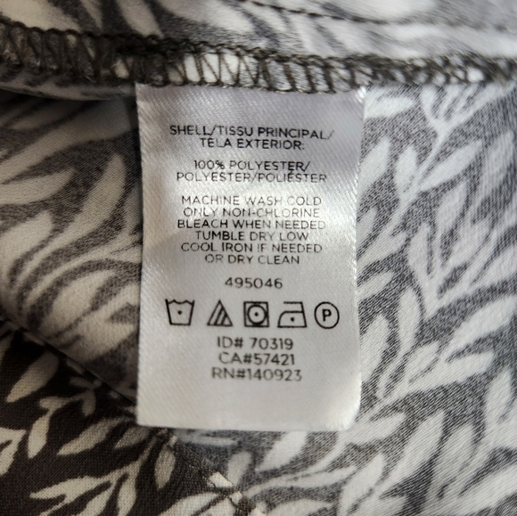 Loft Womens Gray/White Foliage Print Sleeveless Cinch Tie Waist Dress-Size XS - Picture 7 of 7